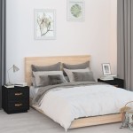 vidaXL Noptiere, 2 buc., negru, 40x34x45 cm, lemn masiv de pin vidaXL Noptiere, 2 buc., negru, 40x34x45 cm, lemn masiv de pin