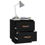 vidaXL Noptiere, 2 buc., negru, 40x34x45 cm, lemn masiv de pin vidaXL Noptiere, 2 buc., negru, 40x34x45 cm, lemn masiv de pin