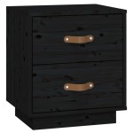 vidaXL Noptiere, 2 buc., negru, 40x34x45 cm, lemn masiv de pin vidaXL Noptiere, 2 buc., negru, 40x34x45 cm, lemn masiv de pin