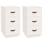 vidaXL Noptiere, 2 buc., alb, 40x40x75 cm, lemn masiv de pin
