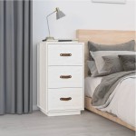 vidaXL Noptiere, 2 buc., alb, 40x40x75 cm, lemn masiv de pin