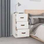 vidaXL Noptiere, 2 buc., alb, 40x40x75 cm, lemn masiv de pin