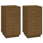 vidaXL Noptiere, 2 buc., maro miere, 40x40x75 cm, lemn masiv de pin vidaXL Noptiere, 2 buc., maro miere, 40x40x75 cm, lemn masiv de pin
