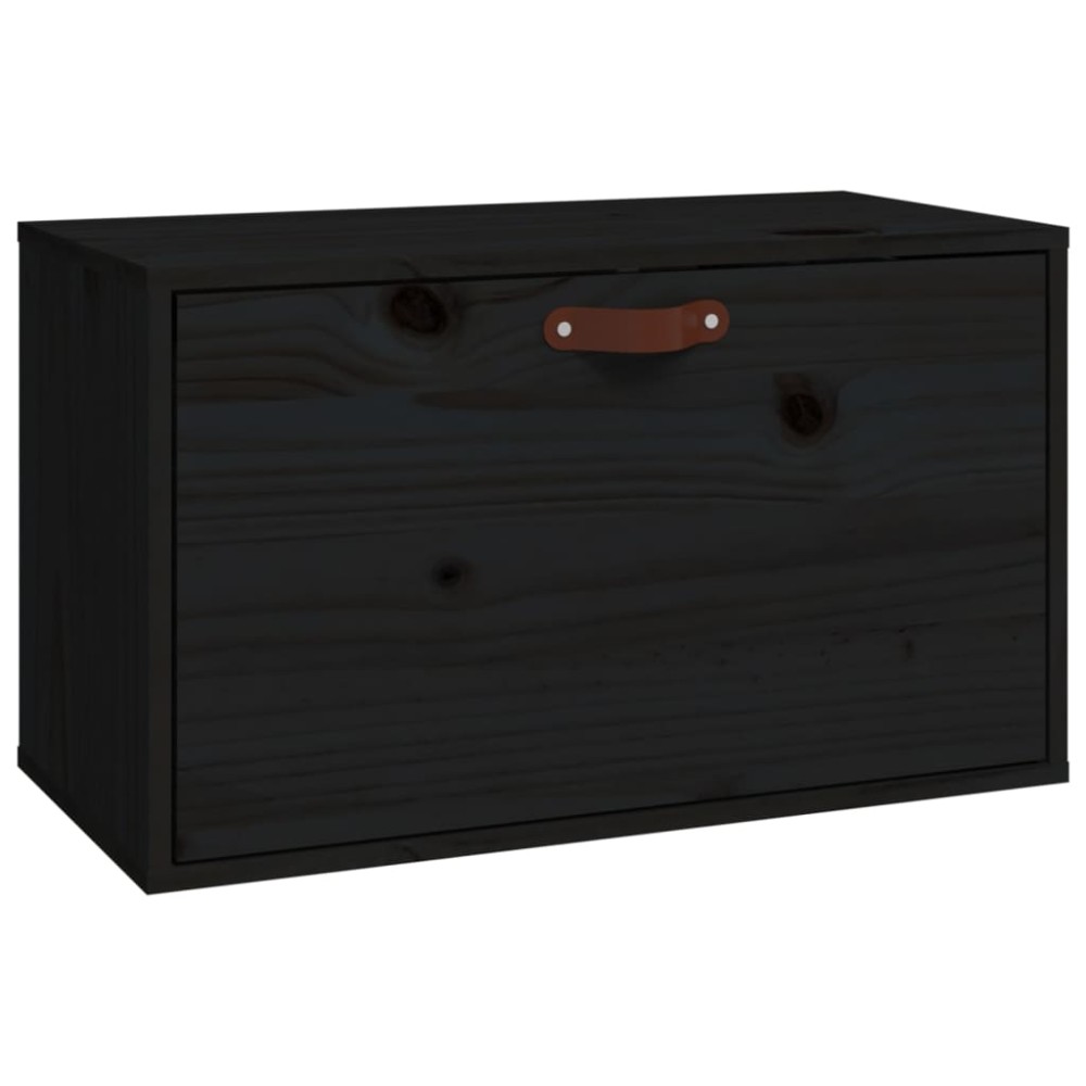vidaXL Dulap de perete, negru, 60x30x35 cm, lemn masiv de pin