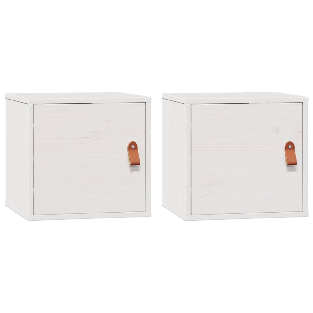 vidaXL Dulapuri de perete, 2 buc., alb, 31,5x30x30 cm, lemn masiv pin