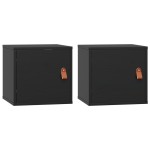 vidaXL Dulapuri de perete, 2 buc, negru, 31,5x30x30 cm, lemn masiv pin vidaXL Dulapuri de perete, 2 buc, negru, 31,5x30x30 cm, lemn masiv pin