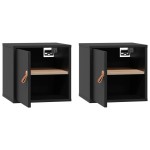 vidaXL Dulapuri de perete, 2 buc, negru, 31,5x30x30 cm, lemn masiv pin vidaXL Dulapuri de perete, 2 buc, negru, 31,5x30x30 cm, lemn masiv pin