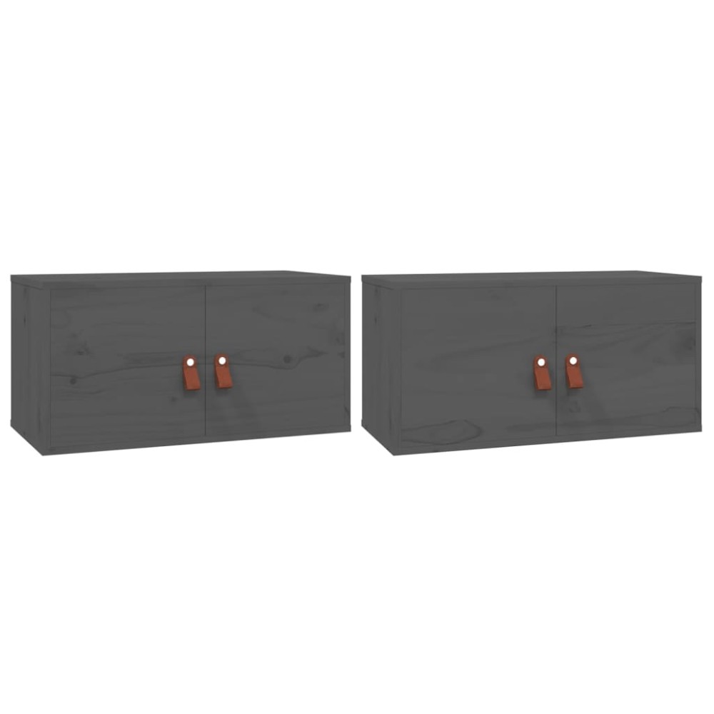 vidaXL Dulapuri de perete, 2 buc. gri, 60x30x30 cm lemn masiv de pin