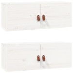 vidaXL Dulapuri de perete 2 buc., alb, 80x30x30 cm lemn masiv de pin