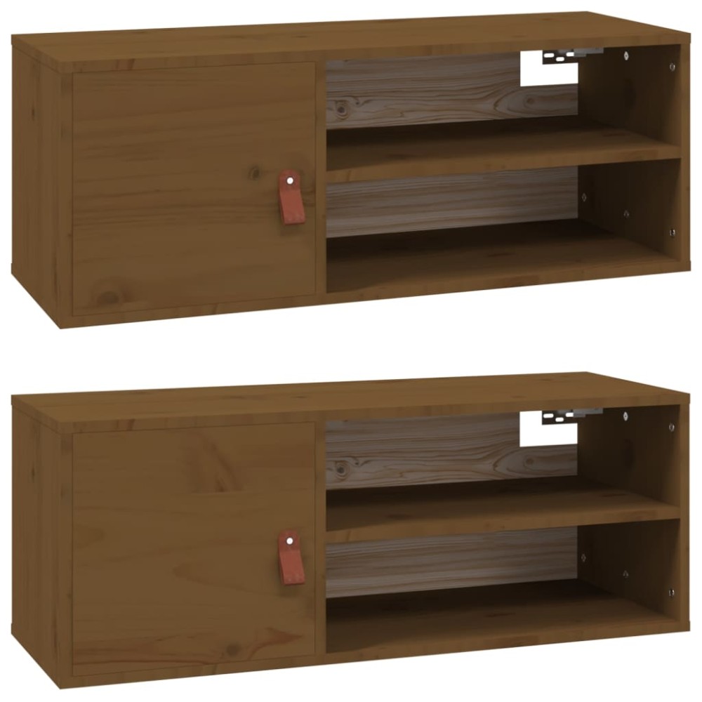 vidaXL Dulapuri de perete 2 buc. maro miere 80x30x30 cm lemn masiv pin