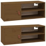 vidaXL Dulapuri de perete 2 buc. maro miere 80x30x30 cm lemn masiv pin vidaXL Dulapuri de perete 2 buc. maro miere 80x30x30 cm lemn masiv pin