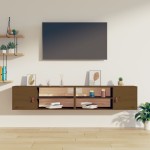 vidaXL Dulapuri de perete 2 buc. maro miere 80x30x30 cm lemn masiv pin vidaXL Dulapuri de perete 2 buc. maro miere 80x30x30 cm lemn masiv pin