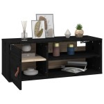 vidaXL Dulap de perete, negru, 80x30x30 cm, lemn masiv de pin vidaXL Dulap de perete, negru, 80x30x30 cm, lemn masiv de pin