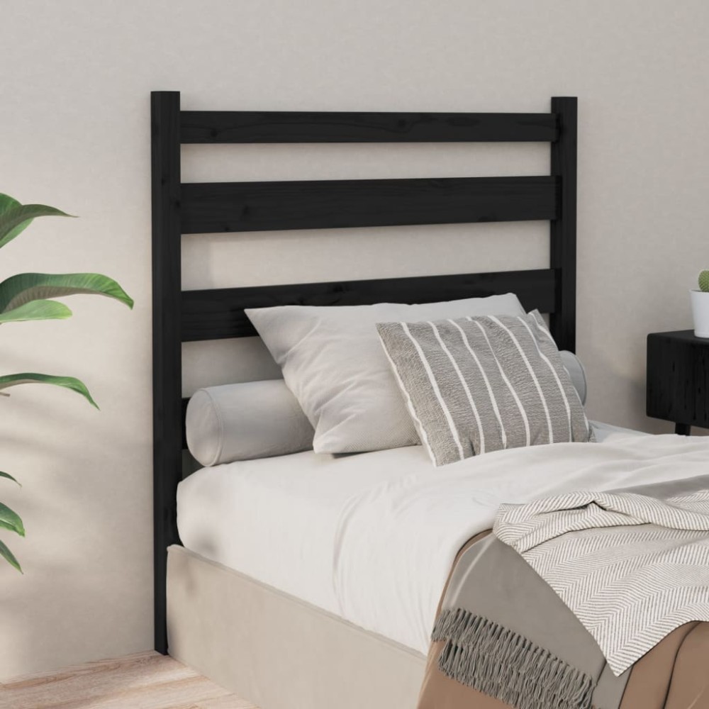 vidaXL Tăblie de pat, negru, 81x4x100 cm, lemn masiv de pin
