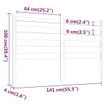 vidaXL Tăblie de pat, gri, 141x4x100 cm, lemn masiv de pin