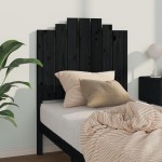 vidaXL Tăblie de pat, negru, 81x4x110 cm, lemn masiv de pin