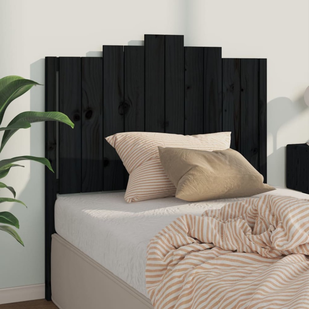 vidaXL Tăblie de pat, negru, 106x4x110 cm, lemn masiv de pin