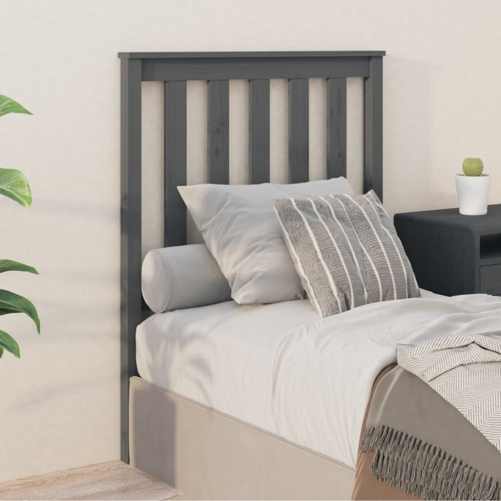 vidaXL Tăblie de pat, gri, 81x6x101 cm, lemn masiv de pin
