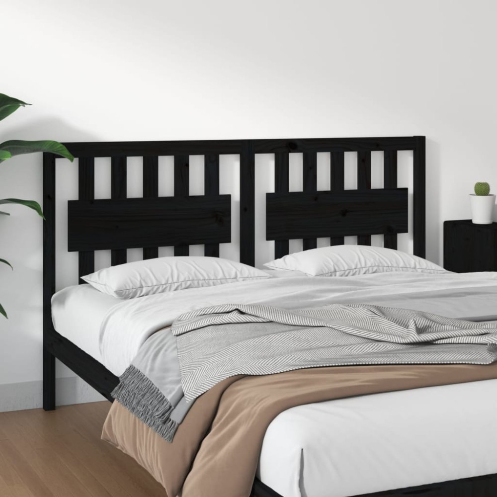 vidaXL Tăblie de pat, negru, 155,5x4x100 cm, lemn masiv de pin