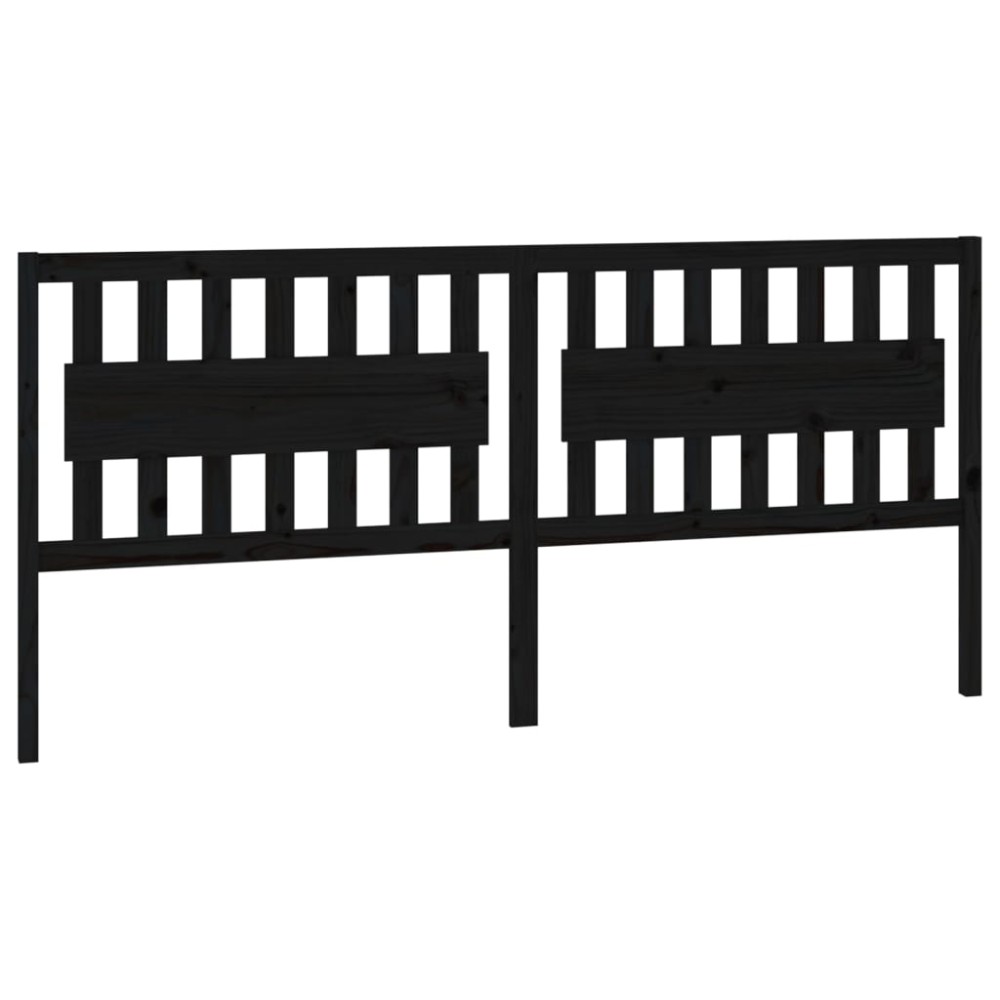 vidaXL Tăblie de pat, negru, 205,5x4x100 cm, lemn masiv de pin