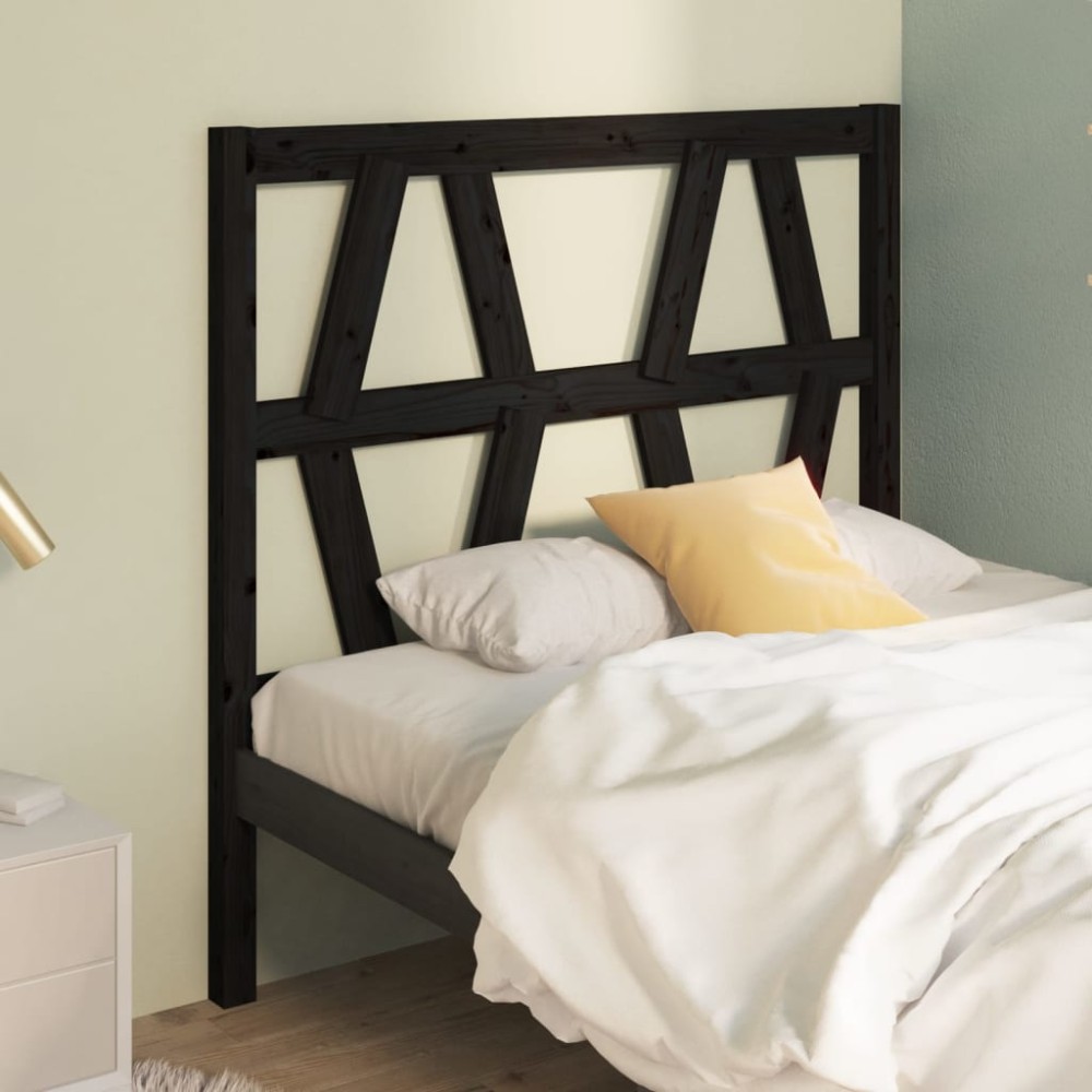 vidaXL Tăblie de pat, negru, 81x4x100 cm, lemn masiv de pin