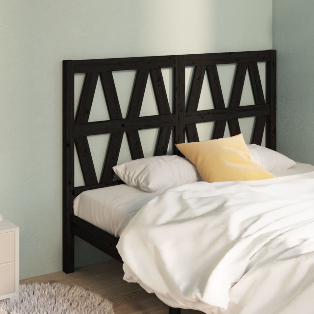 vidaXL Tăblie de pat, negru, 166x4x100 cm, lemn masiv de pin