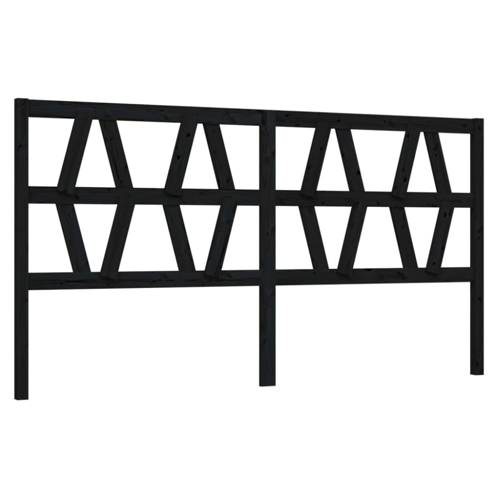 vidaXL Tăblie de pat, negru, 206x4x100 cm, lemn masiv de pin