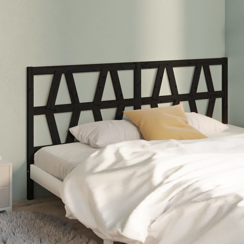 vidaXL Tăblie de pat, negru, 206x4x100 cm, lemn masiv de pin