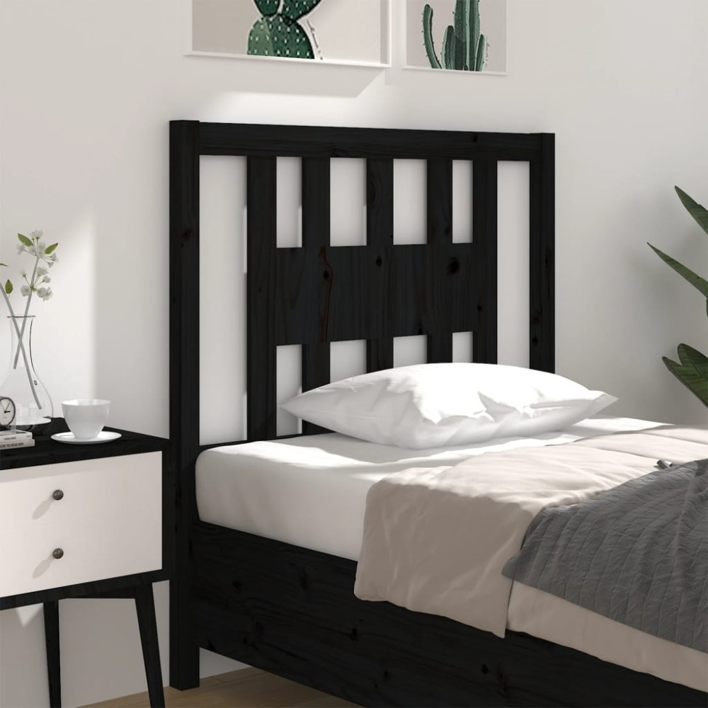vidaXL Tăblie de pat, negru, 96x4x100 cm, lemn masiv de pin