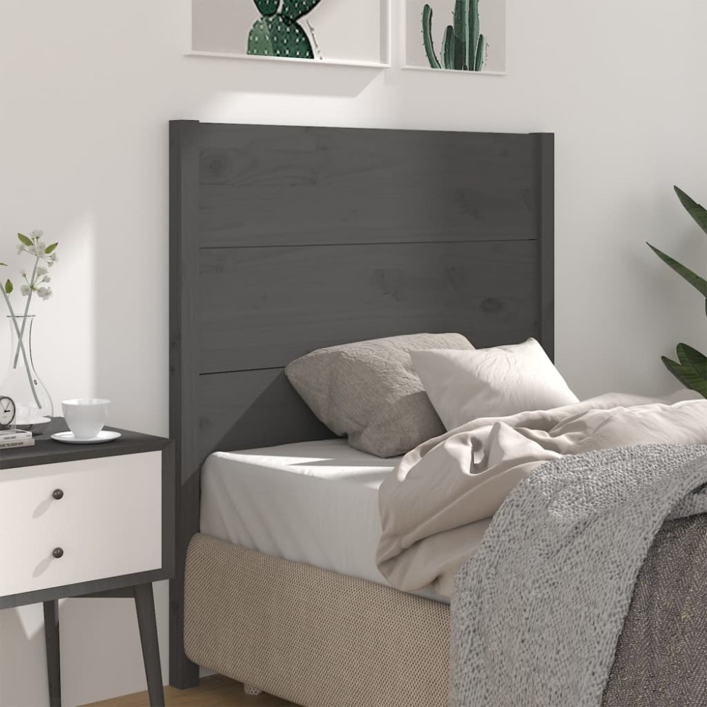 vidaXL Tăblie de pat, gri, 81x4x100 cm, lemn masiv de pin