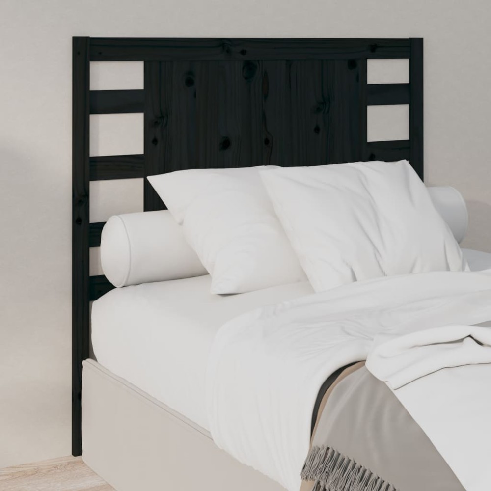 vidaXL Tăblie de pat, negru, 81x4x100 cm, lemn masiv de pin