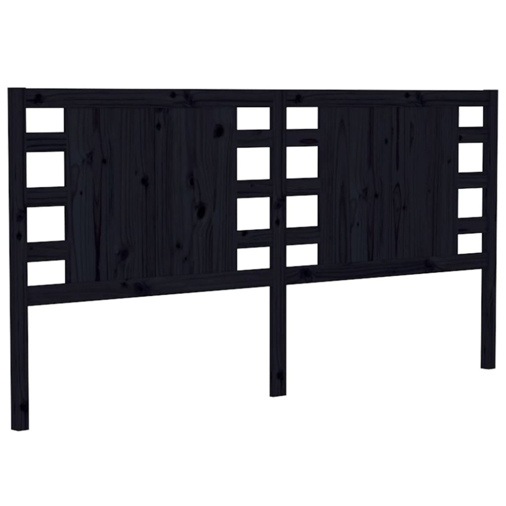 vidaXL Tăblie de pat, negru, 146x4x100 cm, lemn masiv de pin