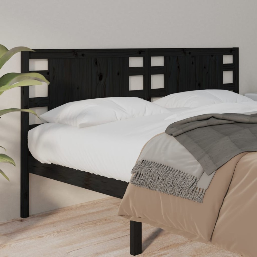 vidaXL Tăblie de pat, negru, 166x4x100 cm, lemn masiv de pin