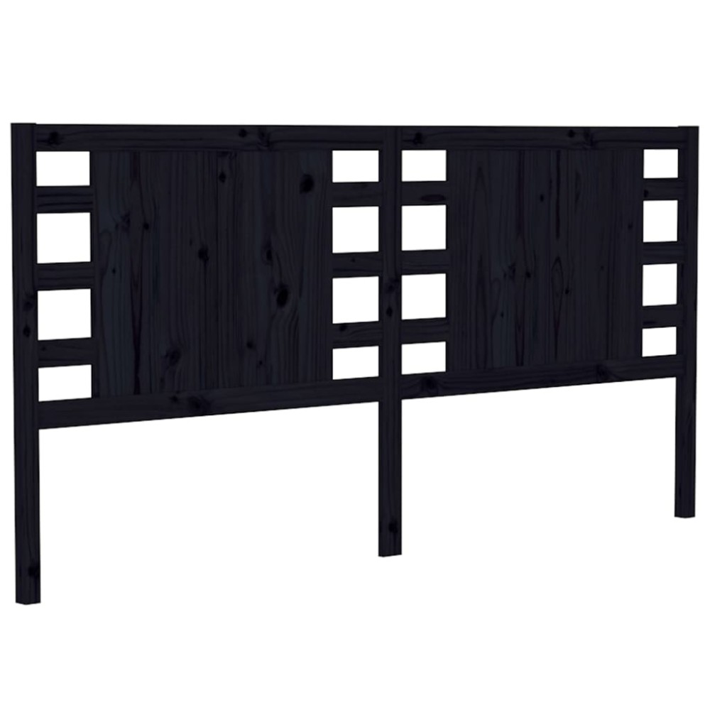 vidaXL Tăblie de pat, negru, 206x4x100 cm, lemn masiv de pin