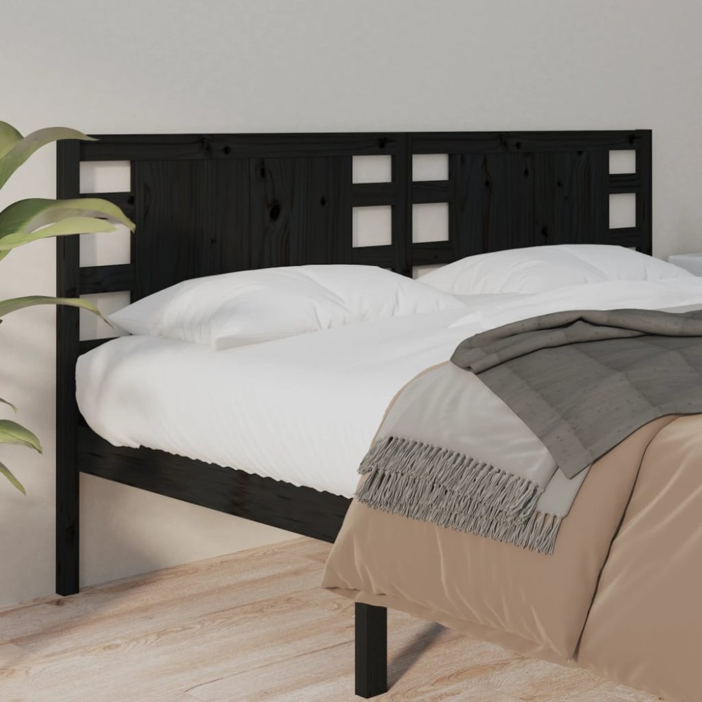 vidaXL Tăblie de pat, negru, 206x4x100 cm, lemn masiv de pin