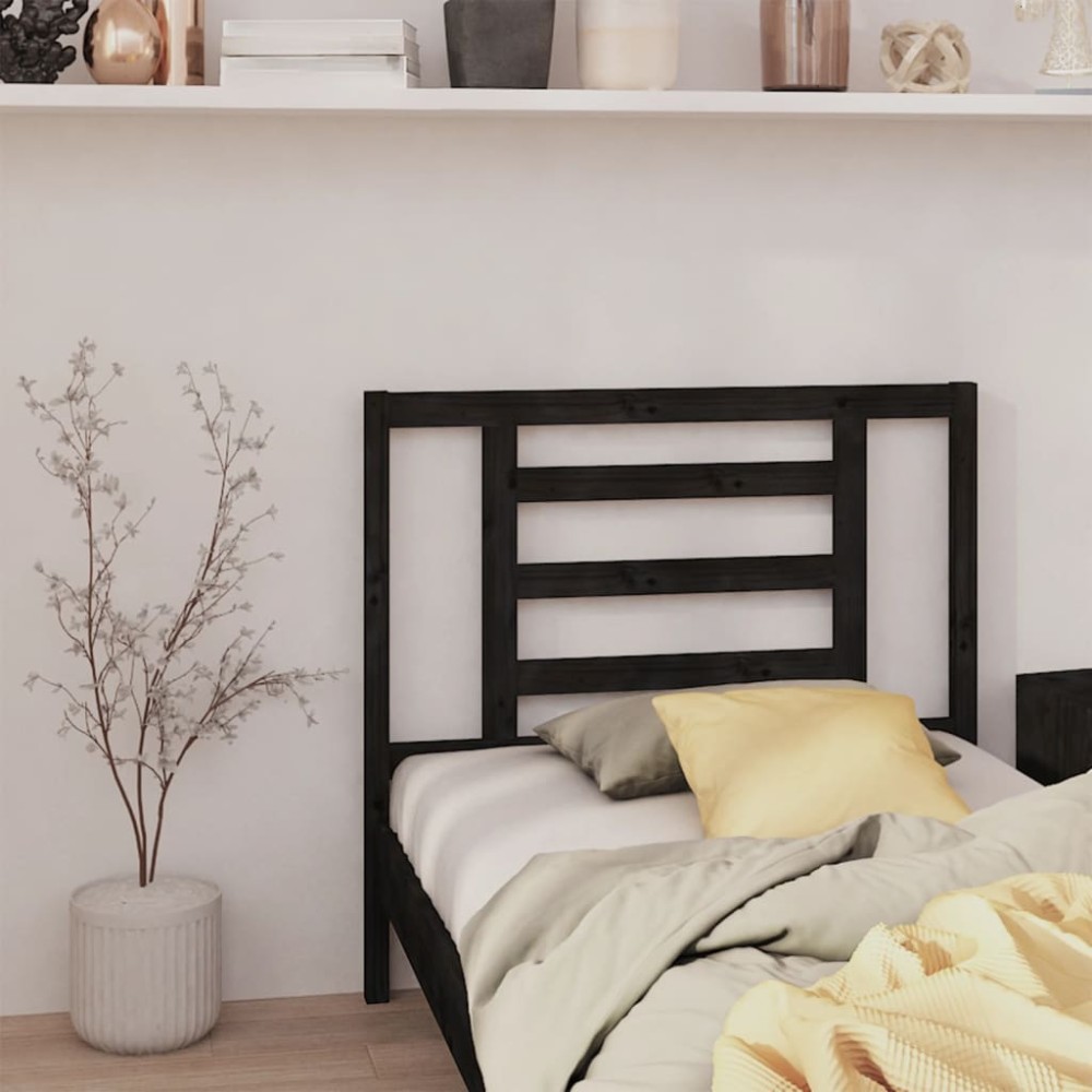 vidaXL Tăblie de pat, negru, 96x4x100 cm, lemn masiv de pin