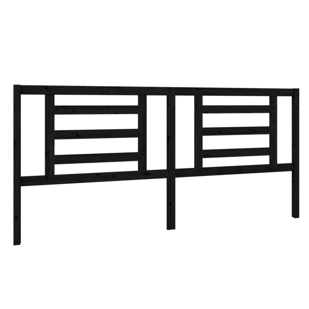 vidaXL Tăblie de pat, negru, 206x4x100 cm, lemn masiv de pin