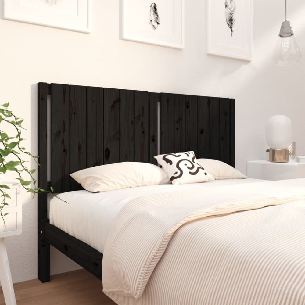 vidaXL Tăblie de pat, negru, 145,5x4x100 cm, lemn masiv de pin