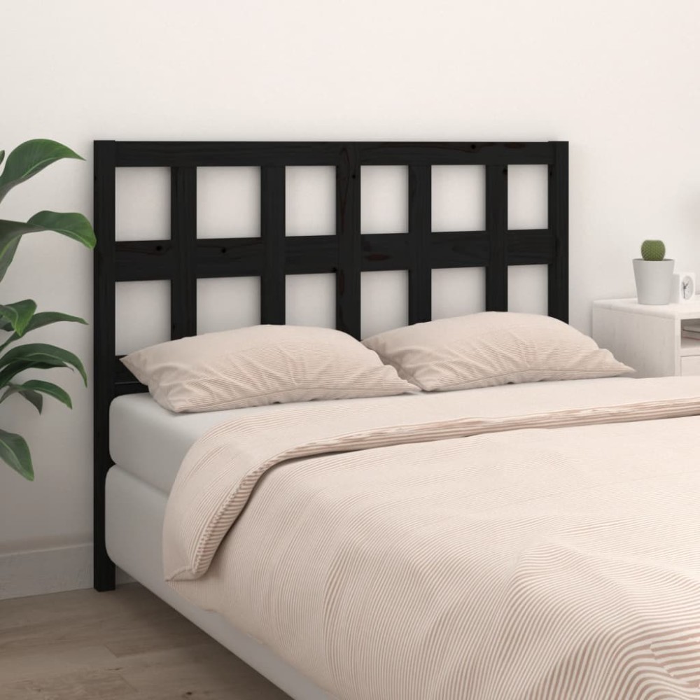 vidaXL Tăblie de pat, negru, 185,5x4x100 cm, lemn masiv de pin