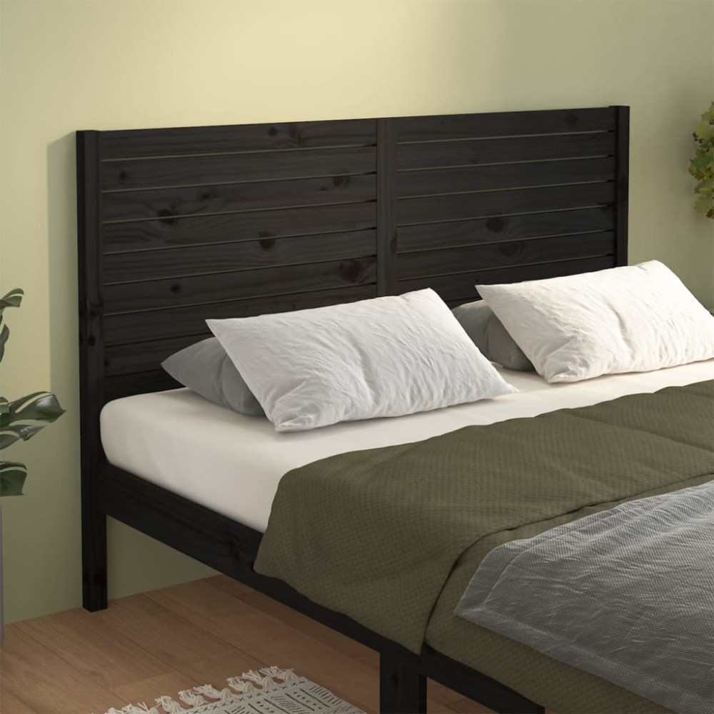 vidaXL Tăblie de pat, negru, 166x4x100 cm, lemn masiv de pin