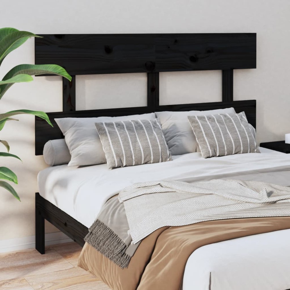 vidaXL Tăblie de pat, negru, 138x3x81 cm, lemn masiv de pin