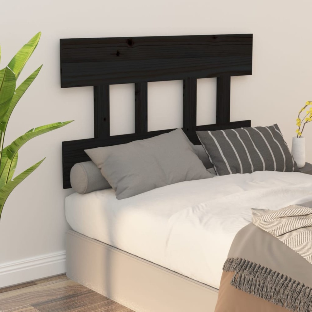 vidaXL Tăblie de pat, negru, 103,5x3x81 cm, lemn masiv de pin