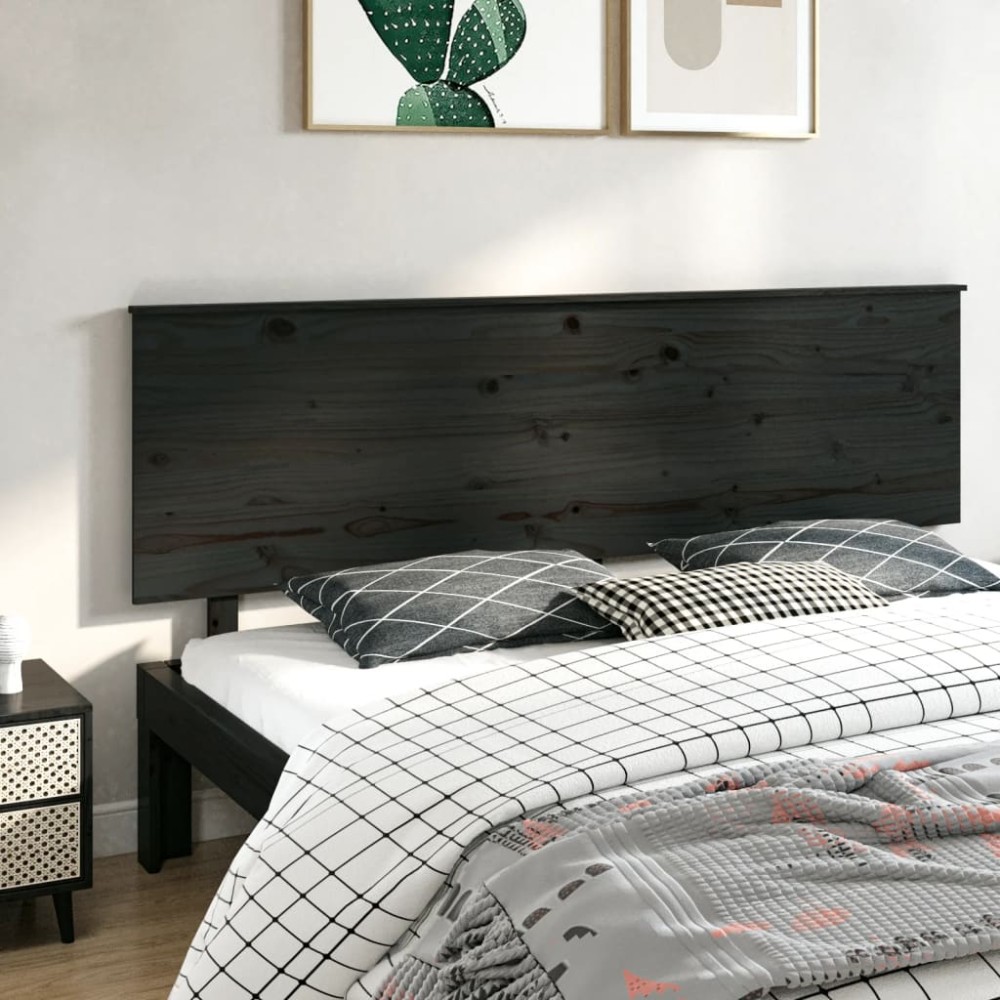 vidaXL Tăblie de pat, negru, 204x6x82,5 cm, lemn masiv de pin