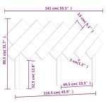 vidaXL Tăblie de pat, alb, 141x3x80,5 cm, lemn masiv de pin