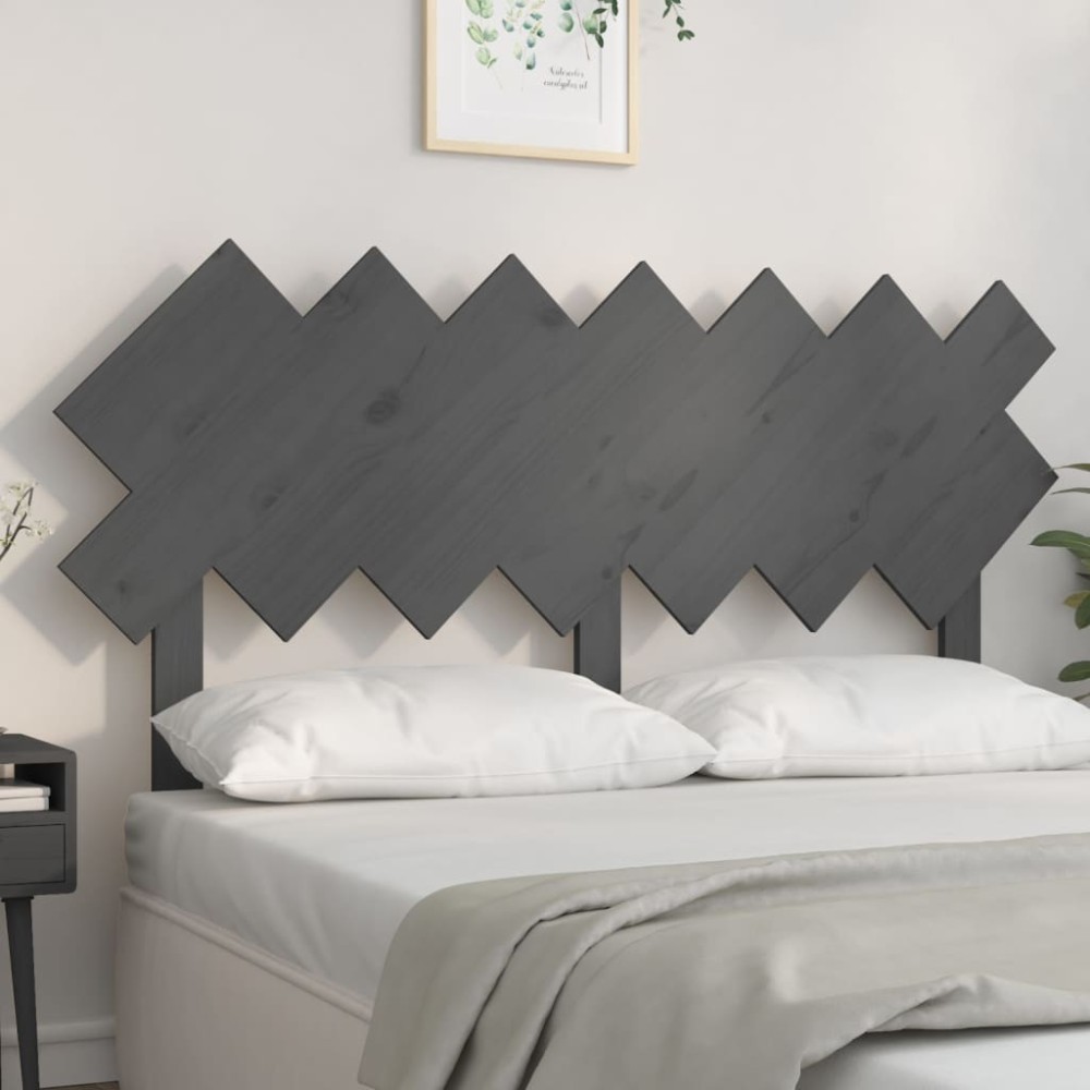 vidaXL Tăblie de pat, gri, 141x3x80,5 cm, lemn masiv de pin