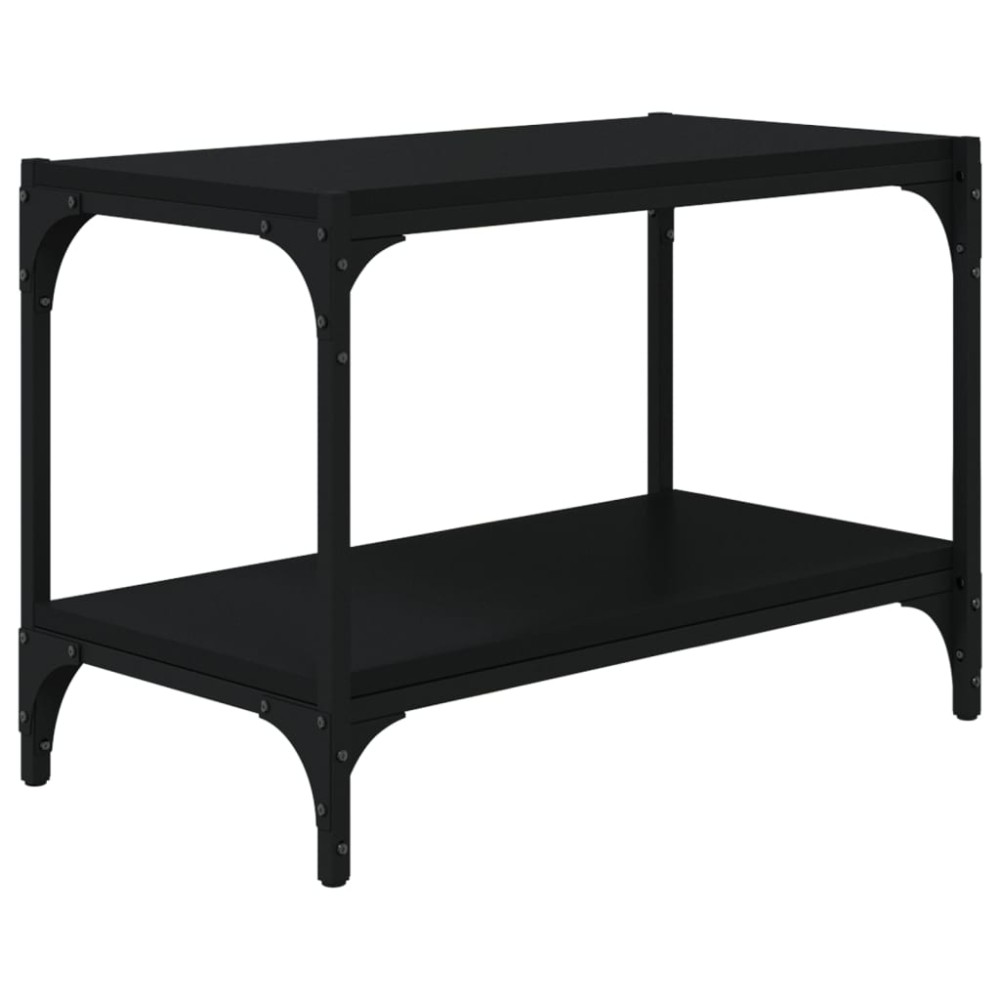 vidaXL Comodă TV, negru, 60x33x41 cm, lemn prelucrat și oțel