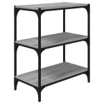 vidaXL Raft de cărți gri sonoma 60x33x70,5 cm, lemn prelucrat și oțel