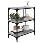 vidaXL Raft de cărți gri sonoma 60x33x70,5 cm, lemn prelucrat și oțel