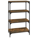 vidaXL Raft de cărți stejar fumuriu 60x33x100 cm, lemn prelucrat/ oțel