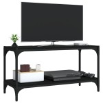 vidaXL Comodă TV, negru, 80x33x41 cm, lemn prelucrat și oțel